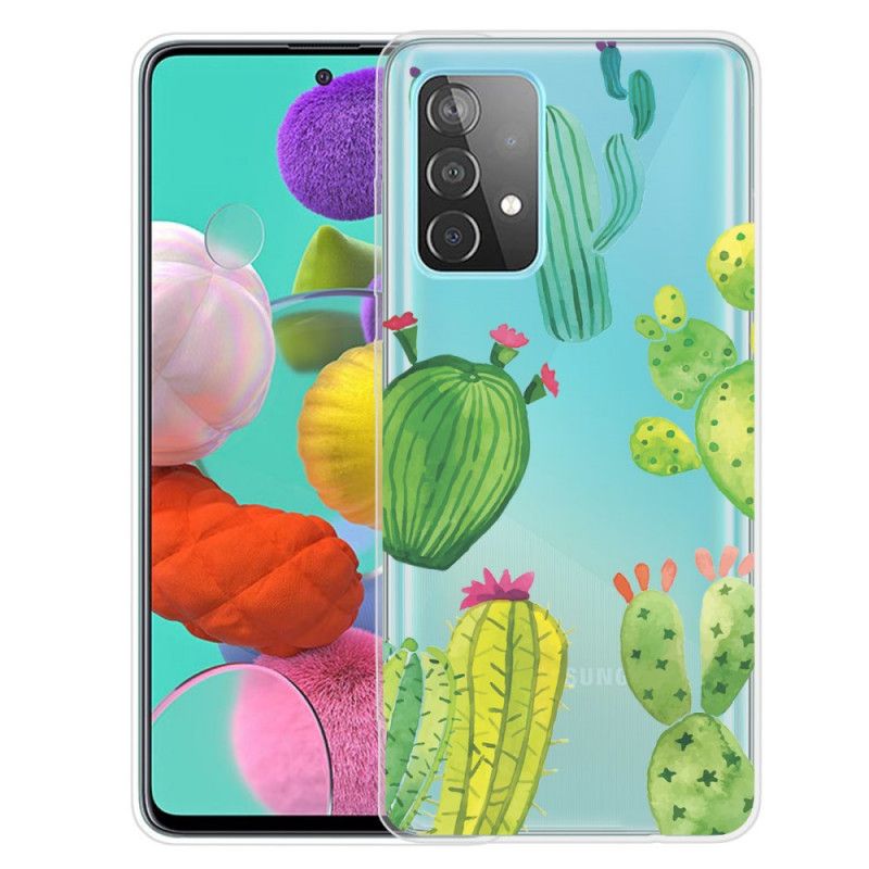 Cover for Samsung Galaxy A72 4G / A72 5G Akvarel Kaktus