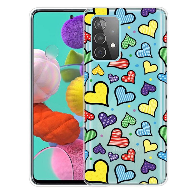 Cover for Samsung Galaxy A72 4G / A72 5G Flerfarvede Hjerter