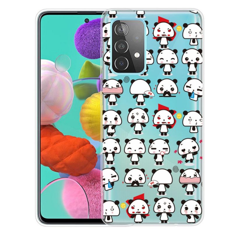 Cover for Samsung Galaxy A72 4G / A72 5G Gennemsigtige Sjove Pandaer