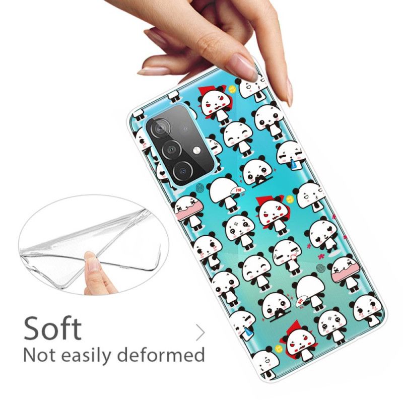 Cover for Samsung Galaxy A72 4G / A72 5G Gennemsigtige Sjove Pandaer