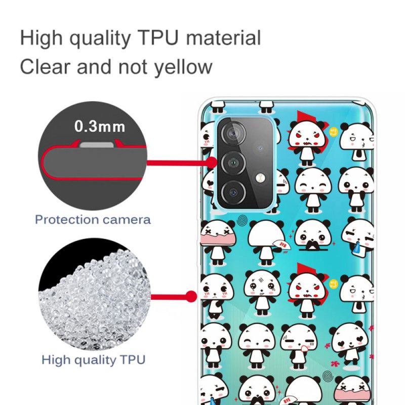 Cover for Samsung Galaxy A72 4G / A72 5G Gennemsigtige Sjove Pandaer