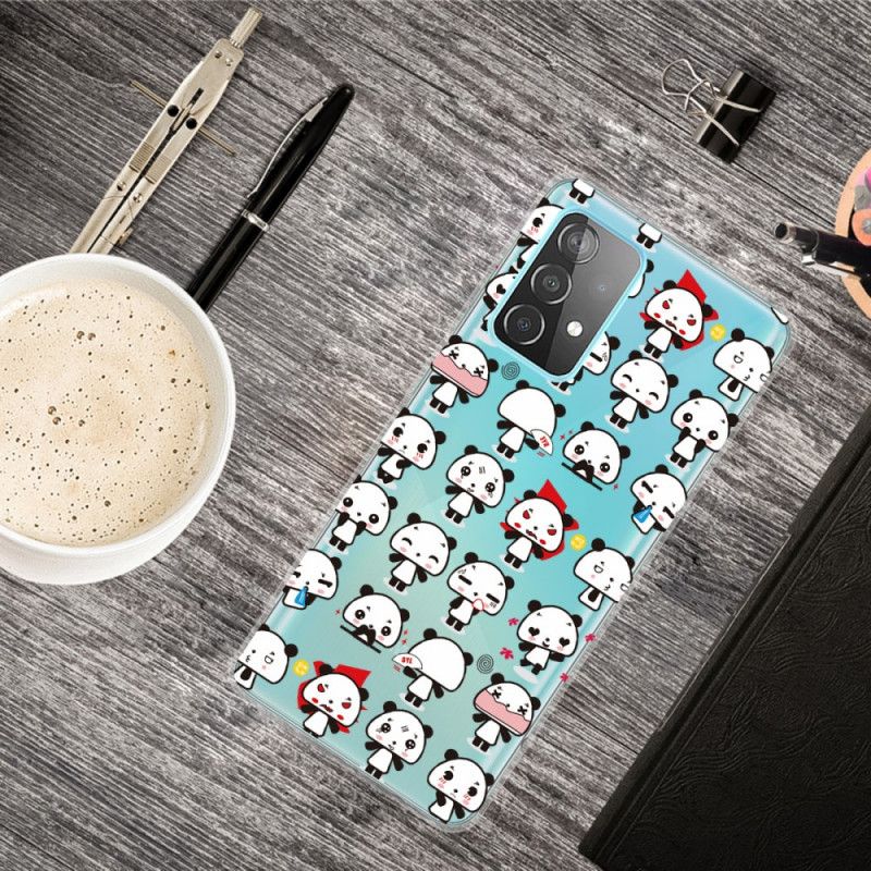 Cover for Samsung Galaxy A72 4G / A72 5G Gennemsigtige Sjove Pandaer