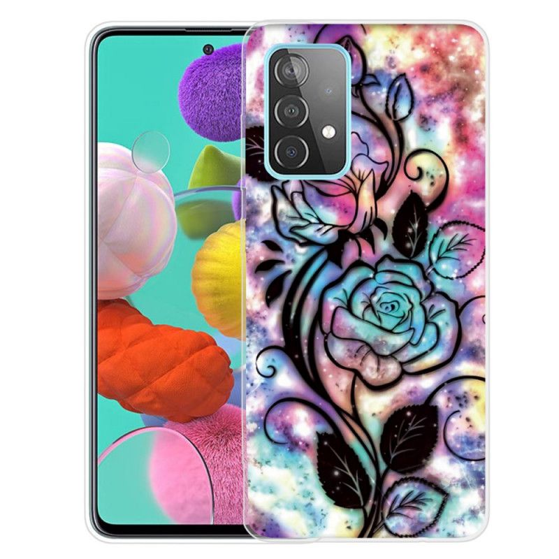 Cover for Samsung Galaxy A72 4G / A72 5G Grafisk Blomst