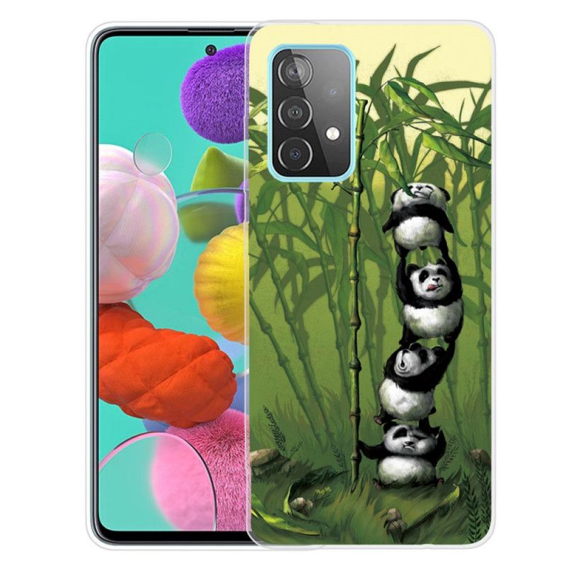 Cover for Samsung Galaxy A72 4G / A72 5G Grøn Bunke Af Pandaer