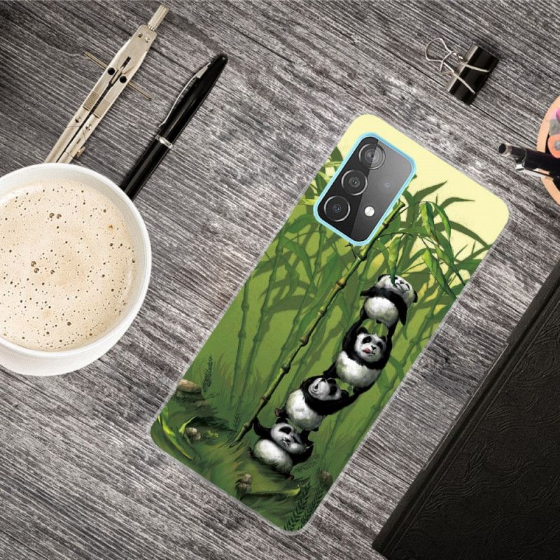 Cover for Samsung Galaxy A72 4G / A72 5G Grøn Bunke Af Pandaer