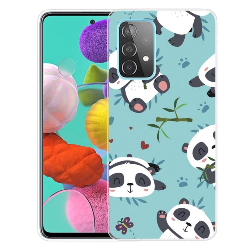 Cover for Samsung Galaxy A72 4G / A72 5G Grøn Bunke Af Pandaer