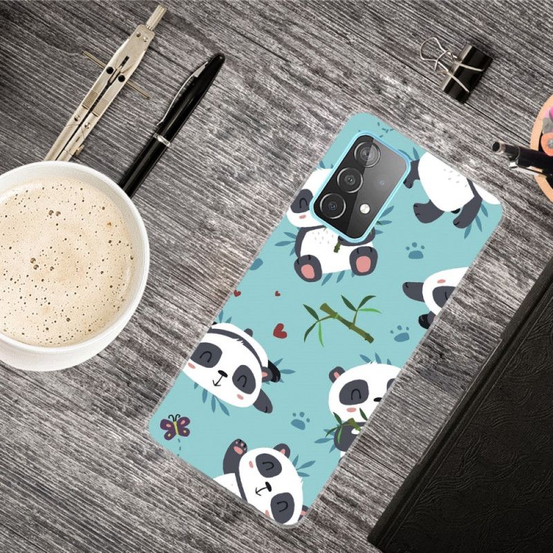 Cover for Samsung Galaxy A72 4G / A72 5G Grøn Bunke Af Pandaer