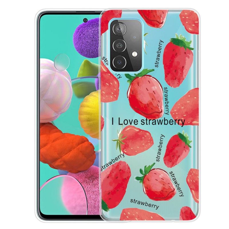 Cover for Samsung Galaxy A72 4G / A72 5G Jordbær / Jeg Elsker Jordbær