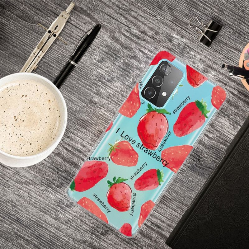 Cover for Samsung Galaxy A72 4G / A72 5G Jordbær / Jeg Elsker Jordbær