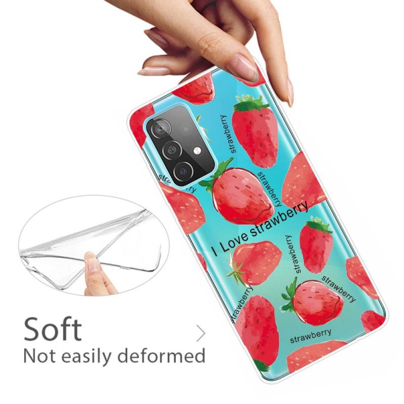 Cover for Samsung Galaxy A72 4G / A72 5G Jordbær / Jeg Elsker Jordbær