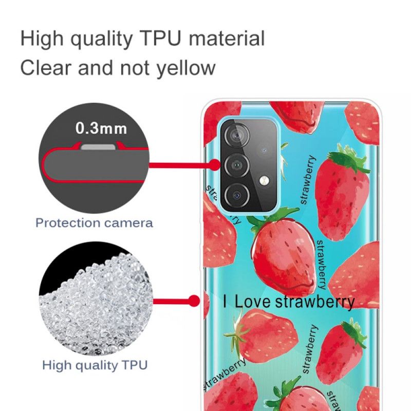 Cover for Samsung Galaxy A72 4G / A72 5G Jordbær / Jeg Elsker Jordbær