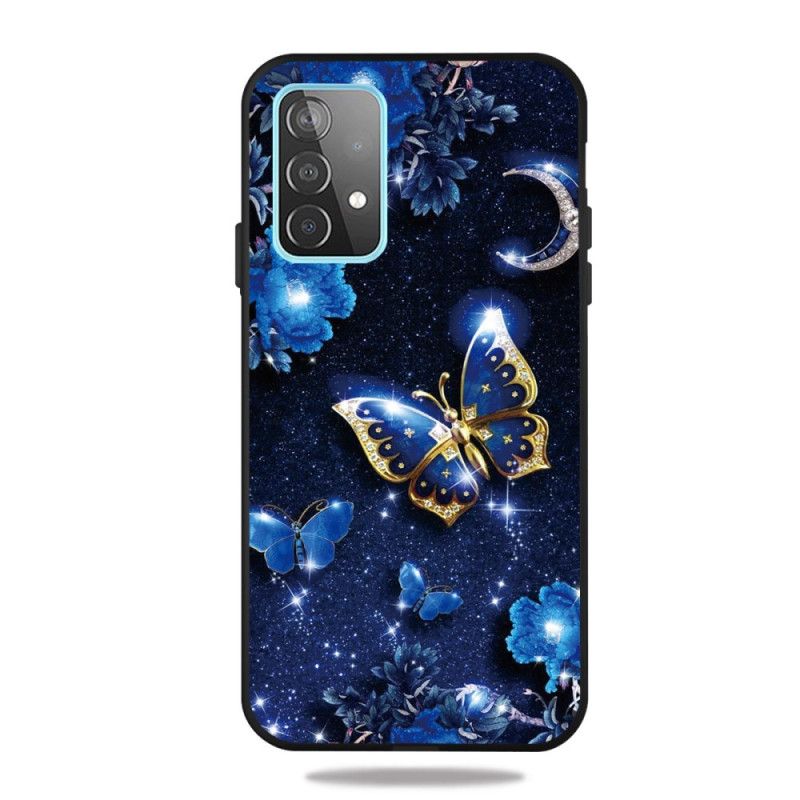 Cover for Samsung Galaxy A72 4G / A72 5G Sommerfugl Om Natten