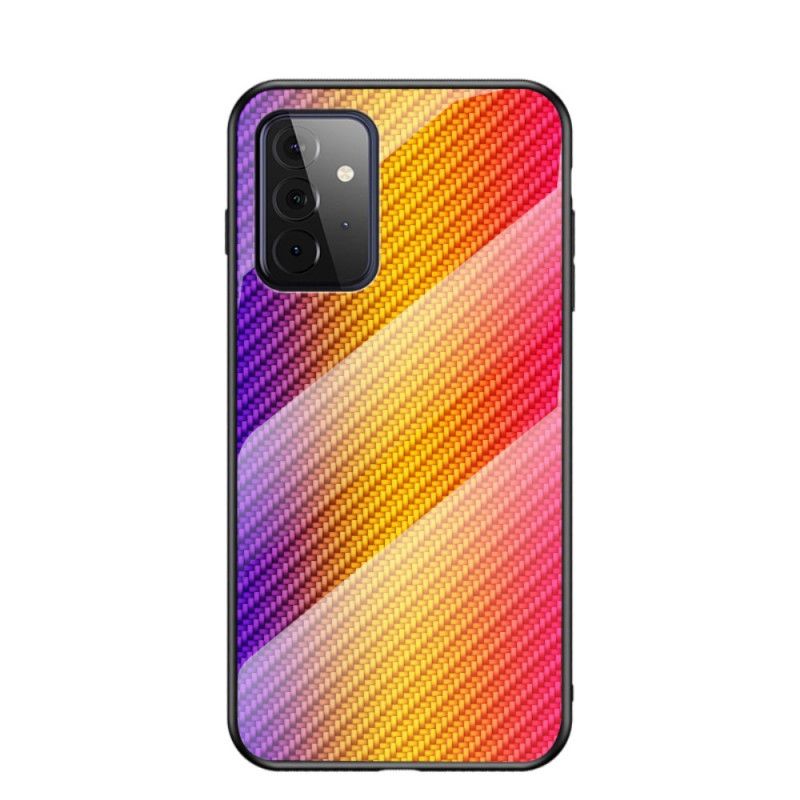 Cover for Samsung Galaxy A72 4G / A72 5G Sort Kulfiber Hærdet Glas