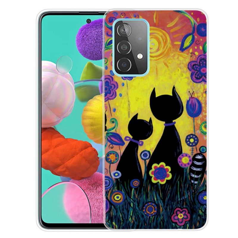 Cover for Samsung Galaxy A72 4G / A72 5G Sort Tegneseriekat