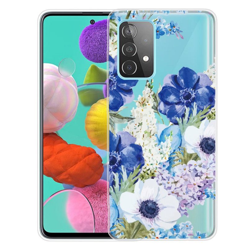 Cover Samsung Galaxy A72 4G / A72 5G Akvarelblå Blomster