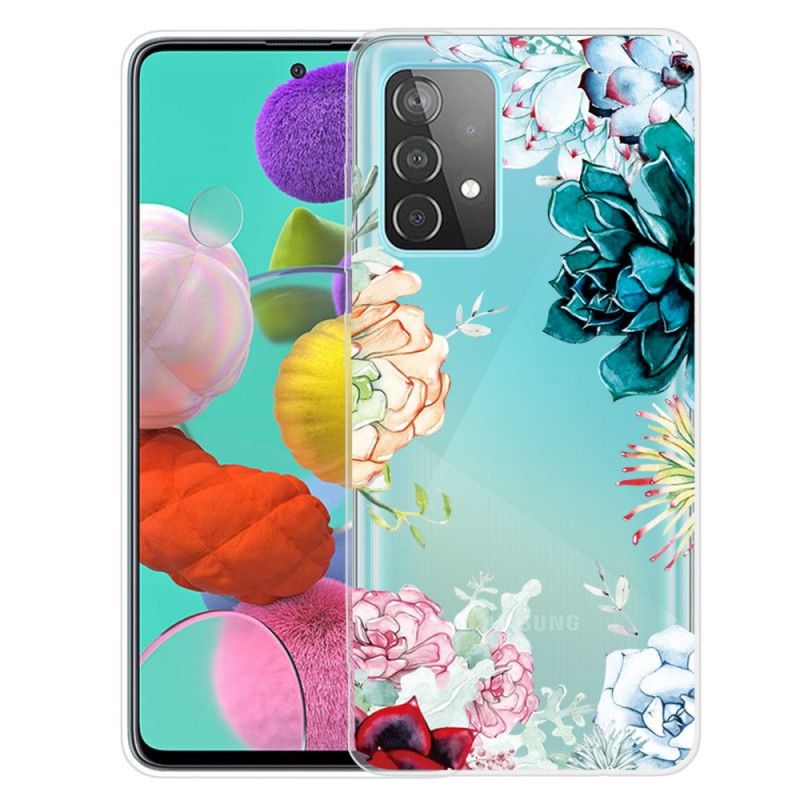 Cover Samsung Galaxy A72 4G / A72 5G Gennemsigtige Akvarelblomster