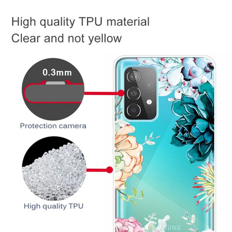 Cover Samsung Galaxy A72 4G / A72 5G Gennemsigtige Akvarelblomster