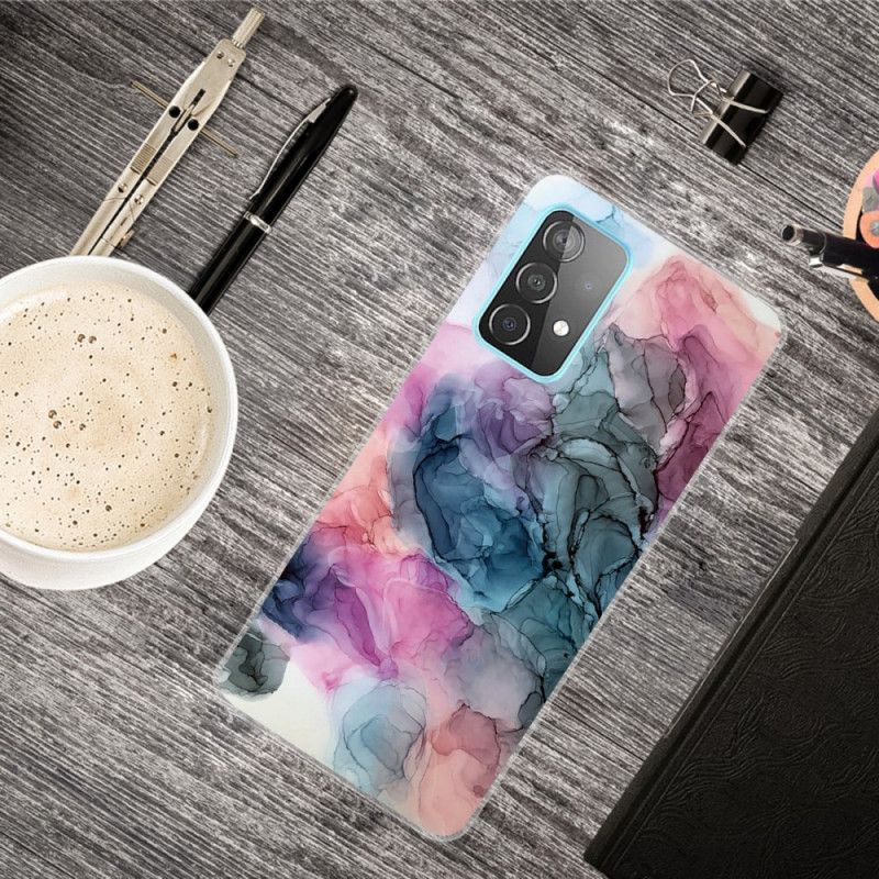 Cover Samsung Galaxy A72 4G / A72 5G Grå Farvet Marmor