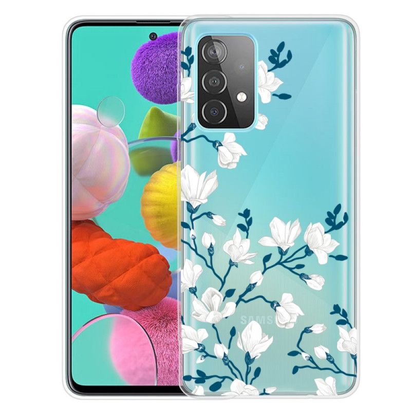 Cover Samsung Galaxy A72 4G / A72 5G Hvide Blomster