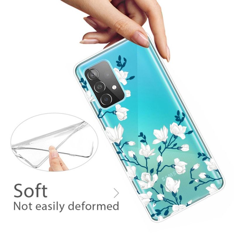 Cover Samsung Galaxy A72 4G / A72 5G Hvide Blomster