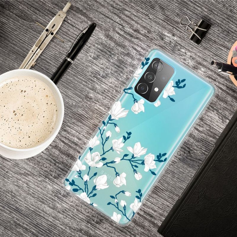 Cover Samsung Galaxy A72 4G / A72 5G Hvide Blomster