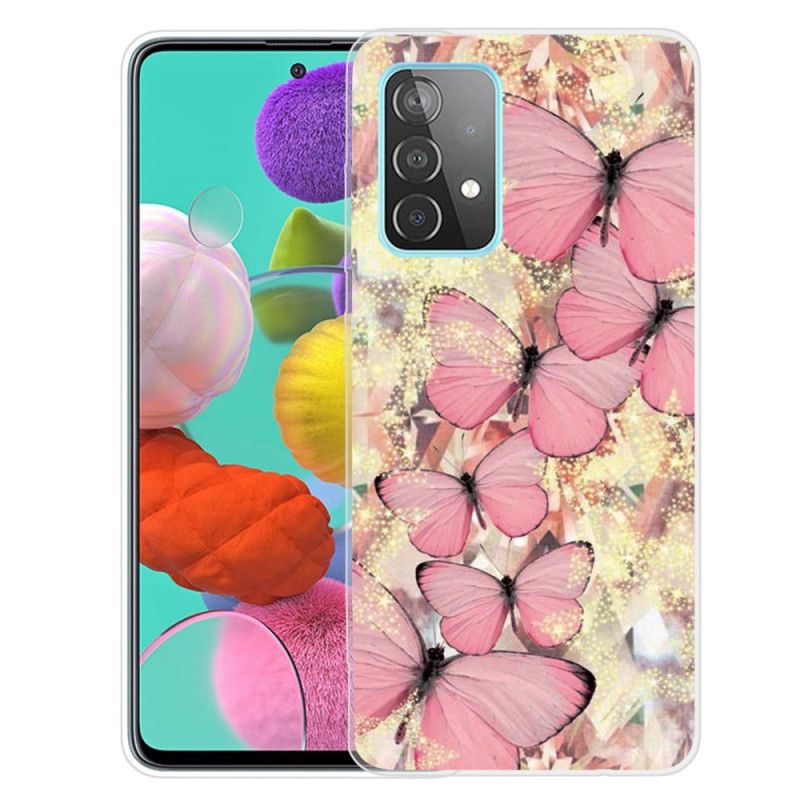 Cover Samsung Galaxy A72 4G / A72 5G Lyserød Sommerfugle Sommerfugle Beskyttelse