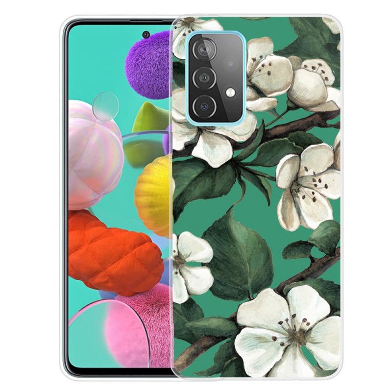 Cover Samsung Galaxy A72 4G / A72 5G Malede Hvide Blomster Beskyttelse