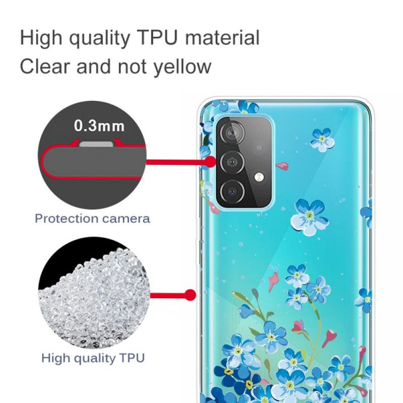 Cover Samsung Galaxy A72 4G / A72 5G Mobilcover Blå Blomster