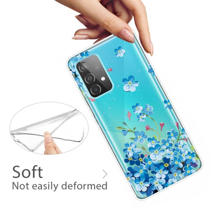 Cover Samsung Galaxy A72 4G / A72 5G Mobilcover Blå Blomster