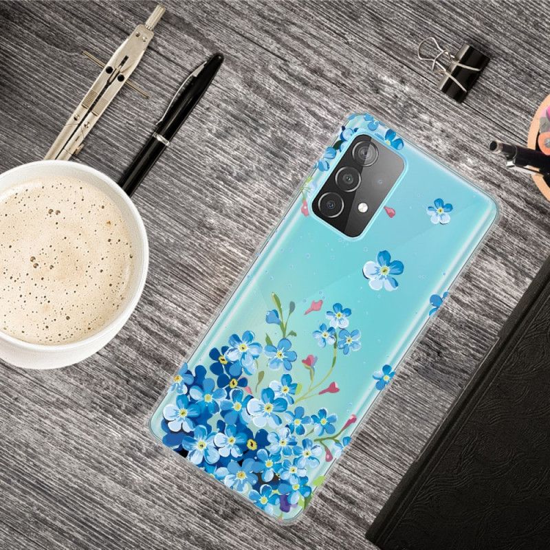 Cover Samsung Galaxy A72 4G / A72 5G Mobilcover Blå Blomster