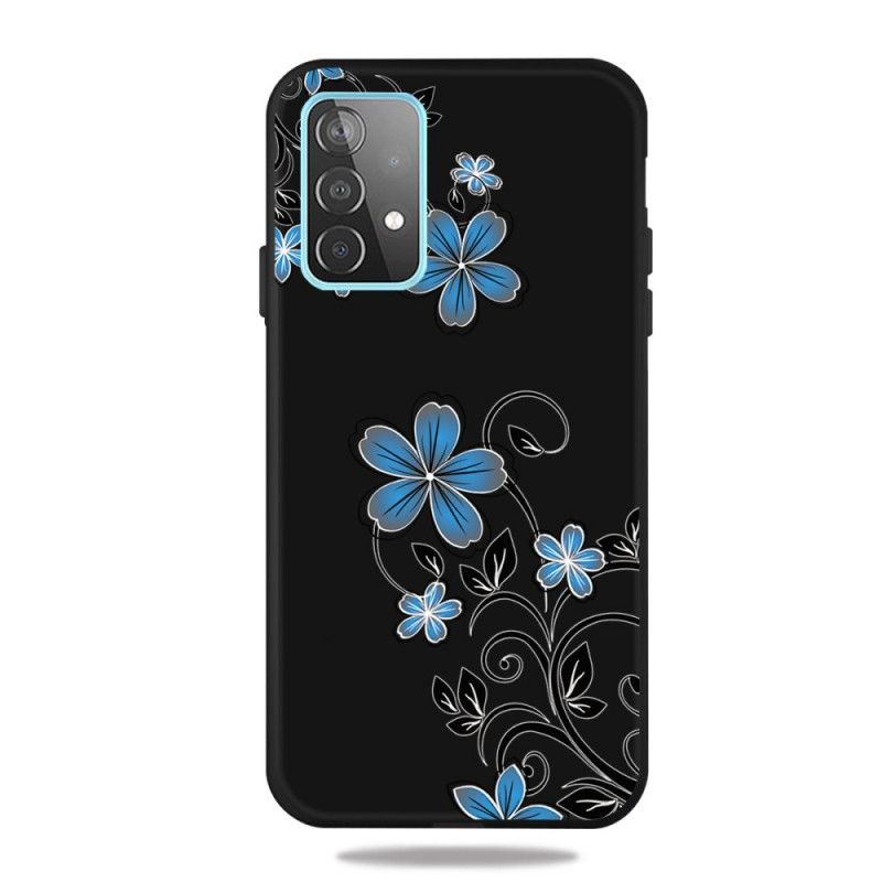 Cover Samsung Galaxy A72 4G / A72 5G Mørkeblå Mobilcover Blå Blomster