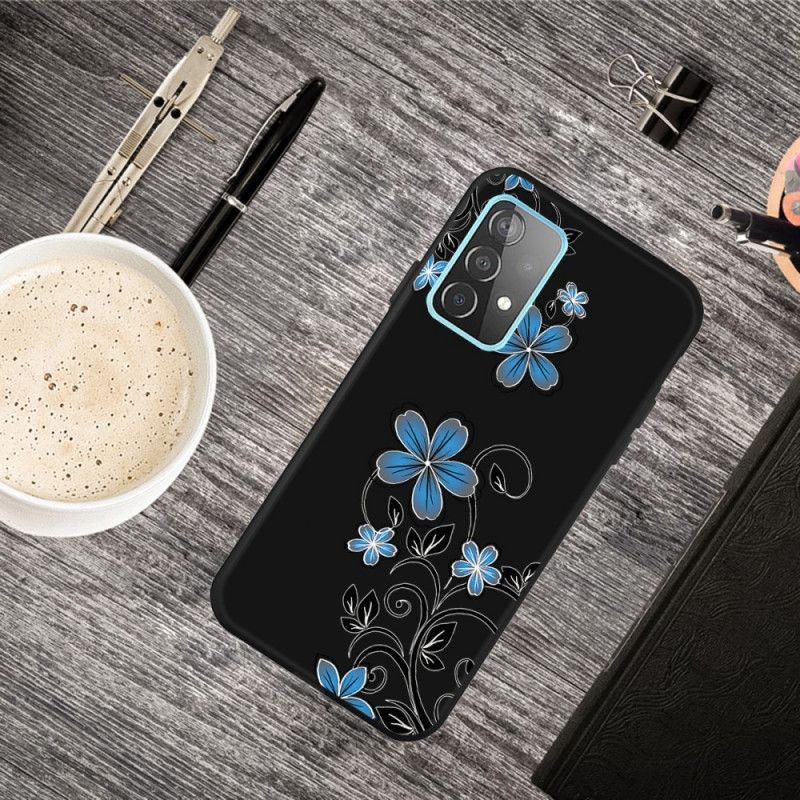 Cover Samsung Galaxy A72 4G / A72 5G Mørkeblå Mobilcover Blå Blomster