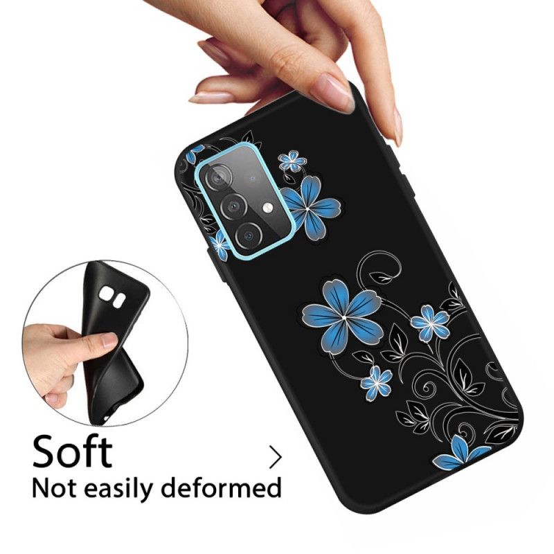 Cover Samsung Galaxy A72 4G / A72 5G Mørkeblå Mobilcover Blå Blomster