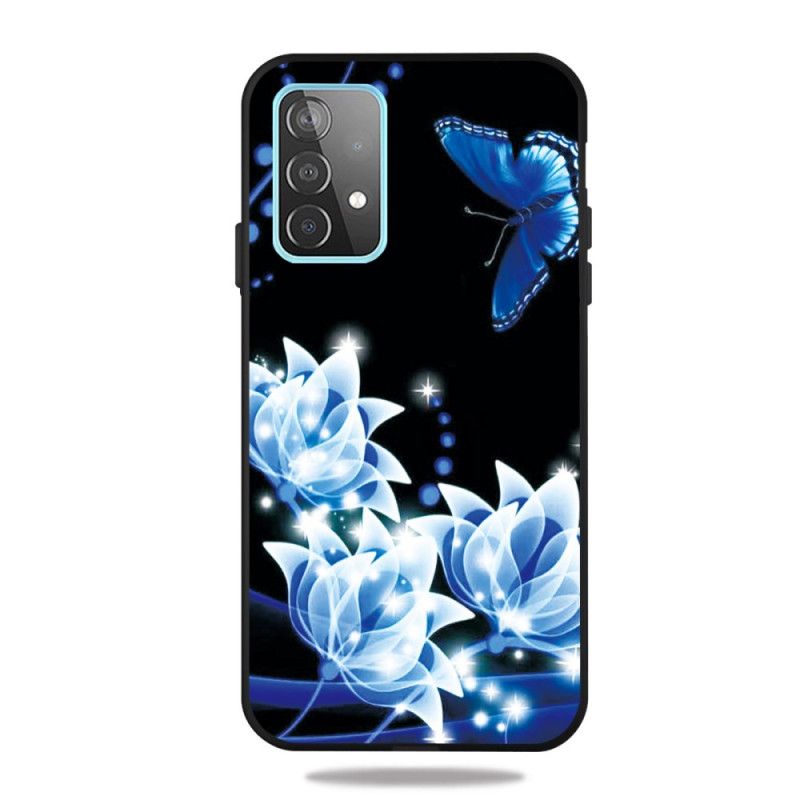 Cover Samsung Galaxy A72 4G / A72 5G Mørkeblå Mobilcover Blå Blomster