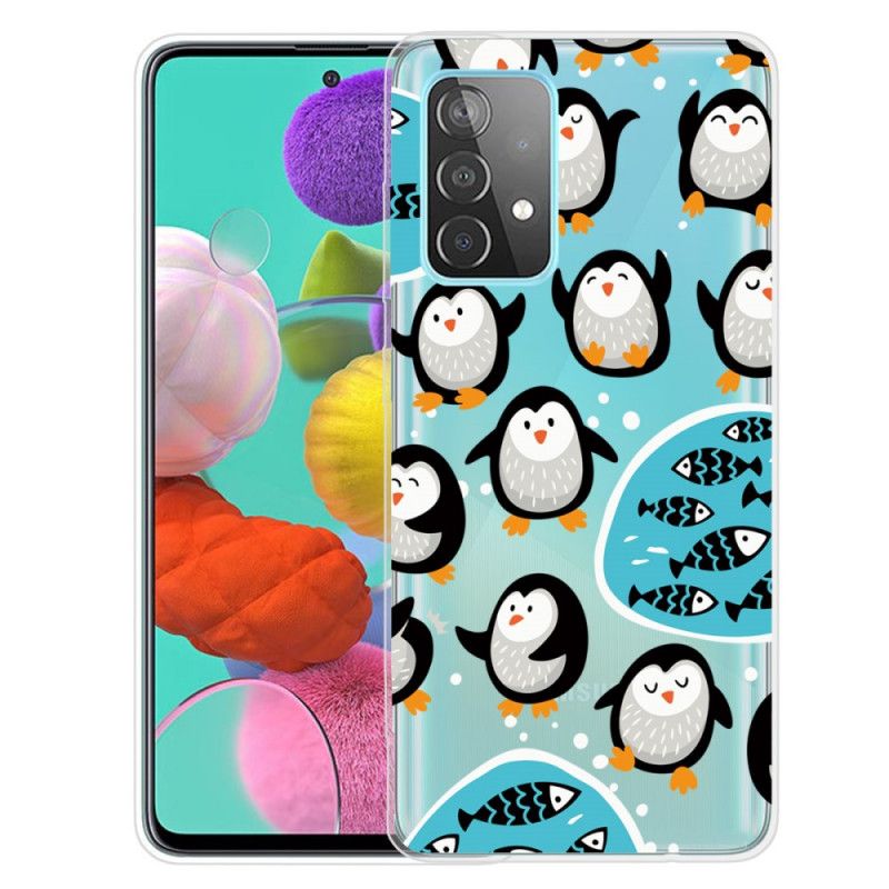 Cover Samsung Galaxy A72 4G / A72 5G Pingviner Og Fisk