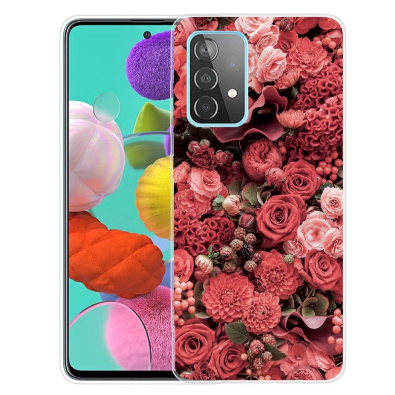 Cover Samsung Galaxy A72 4G / A72 5G Rød Intense Blomster Beskyttelse