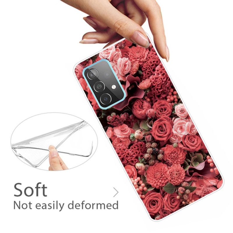 Cover Samsung Galaxy A72 4G / A72 5G Rød Intense Blomster Beskyttelse