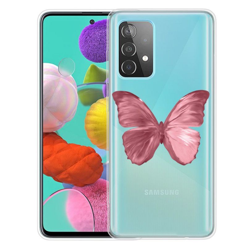 Cover Samsung Galaxy A72 4G / A72 5G Rød Vilde Sommerfugle Beskyttelse