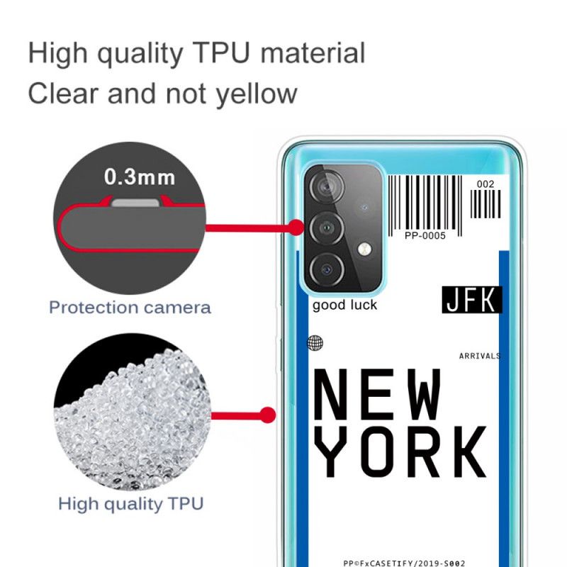 Cover Samsung Galaxy A72 4G / A72 5G Sort Boardingkort Til New York