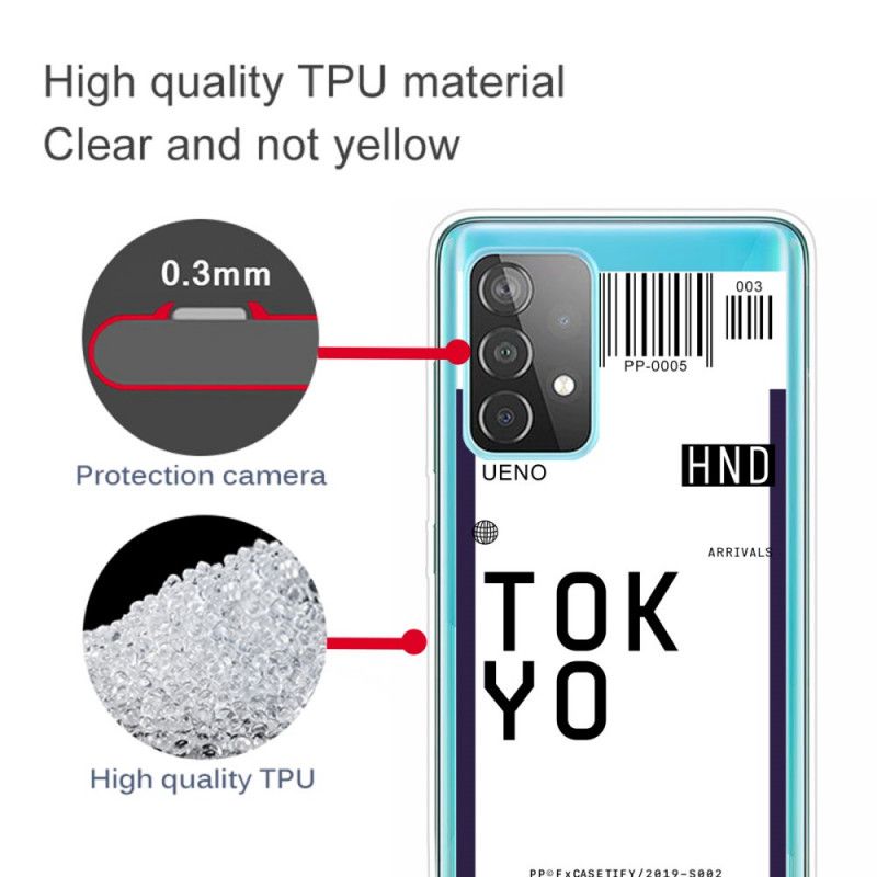 Cover Samsung Galaxy A72 4G / A72 5G Sort Boardingkort Tokyo