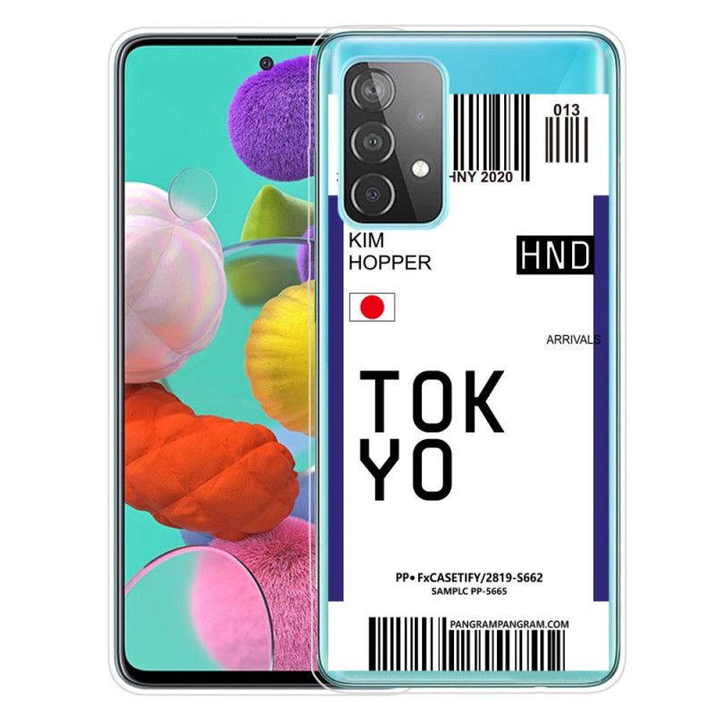 Cover Samsung Galaxy A72 4G / A72 5G Sort Boardingkort Tokyo