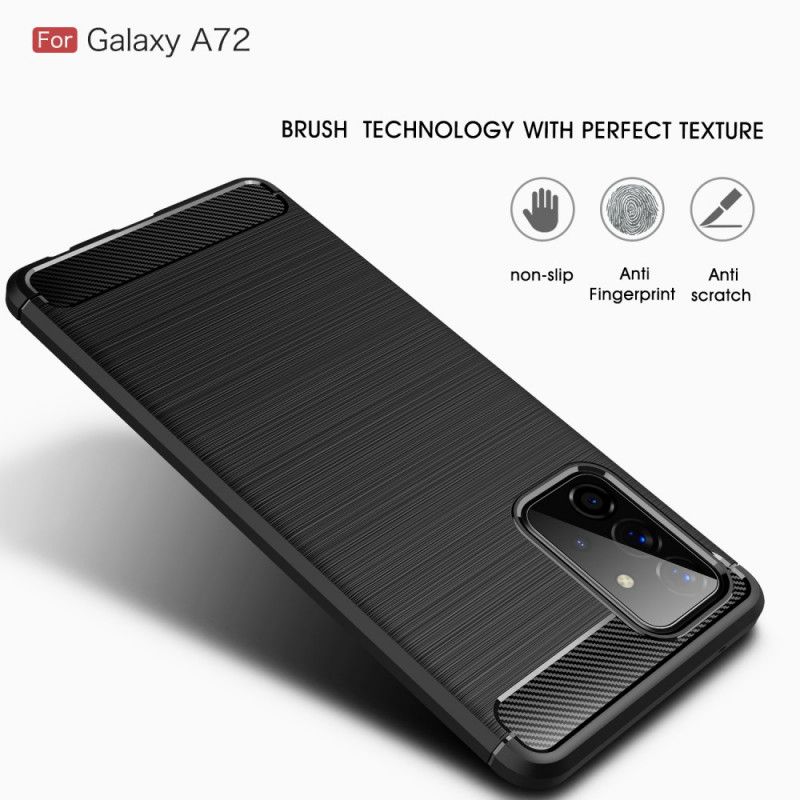 Cover Samsung Galaxy A72 4G / A72 5G Sort Børstet Kulfiber