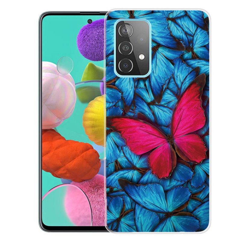 Cover Samsung Galaxy A72 4G / A72 5G Sort Fleksible Sommerfugle