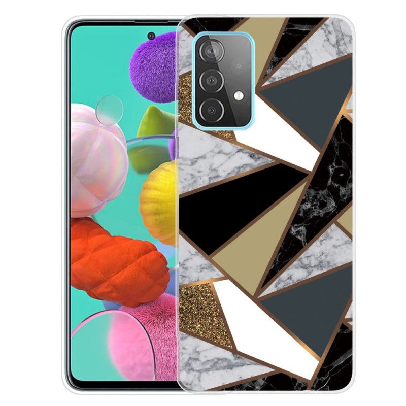 Cover Samsung Galaxy A72 4G / A72 5G Sort Geometrisk Marmor