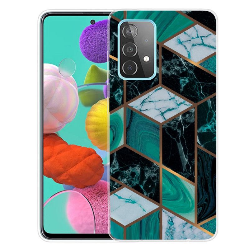 Cover Samsung Galaxy A72 4G / A72 5G Sort Geometrisk Marmor