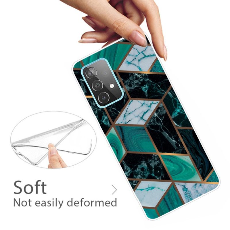 Cover Samsung Galaxy A72 4G / A72 5G Sort Geometrisk Marmor