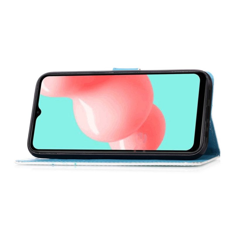 Flip Cover Læder for Samsung Galaxy A72 4G / A72 5G Eiffeltårnet Sommerfugle Med Rem