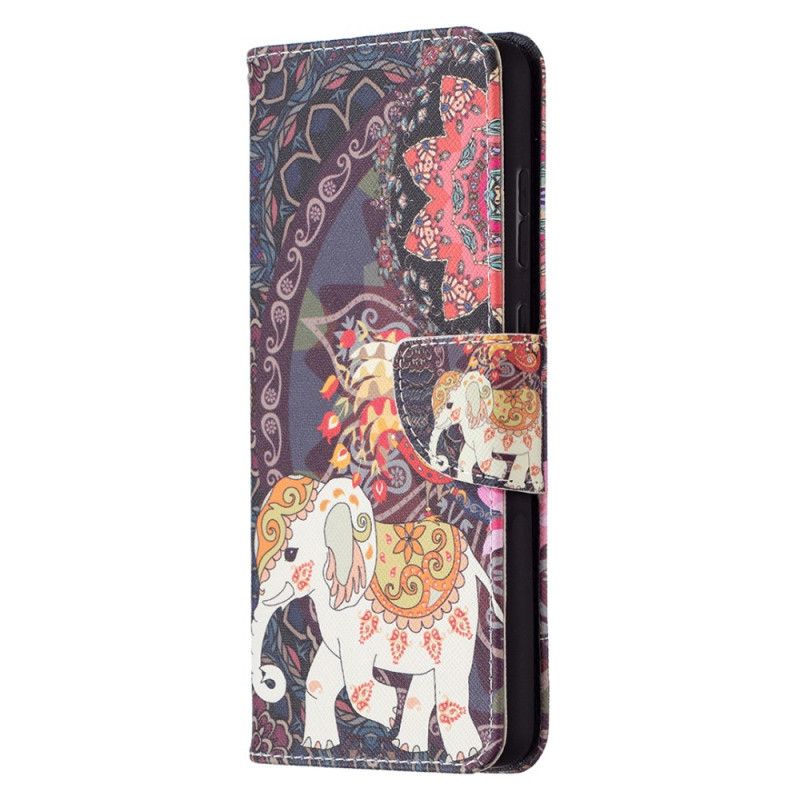 Flip Cover Læder for Samsung Galaxy A72 4G / A72 5G Etnisk Elefantmandala