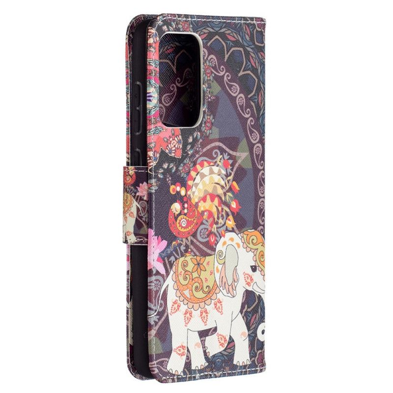 Flip Cover Læder for Samsung Galaxy A72 4G / A72 5G Etnisk Elefantmandala