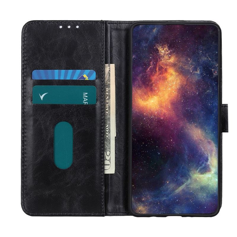 Flip Cover Læder for Samsung Galaxy A72 4G / A72 5G Sort Bison-Lædereffekt